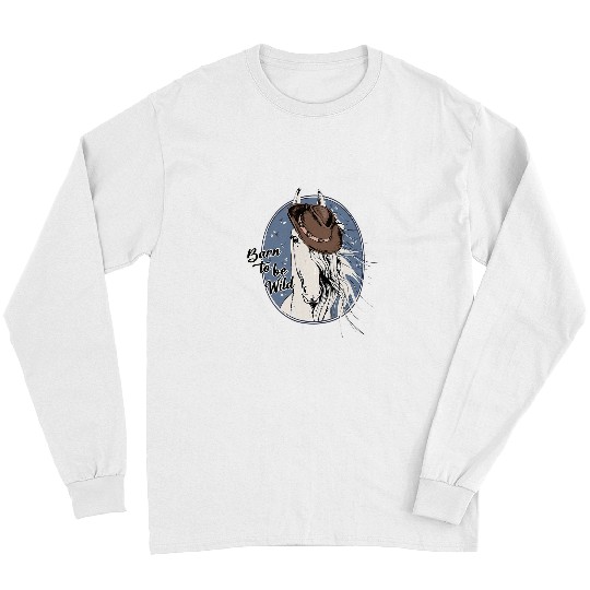 Horse Barn to Be Wild Cute Funny White Cowgirls Farm Country Long Sleeves