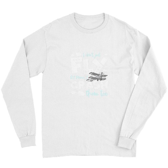 Funny rc plane fly and crash pilot kids men Long Sleeves