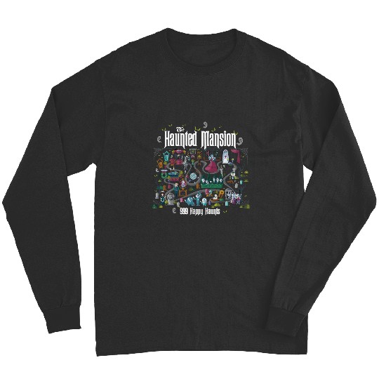 Retro The Haunted Mansion Map Long Sleeves, Vintage Disney Halloween Long Sleeves