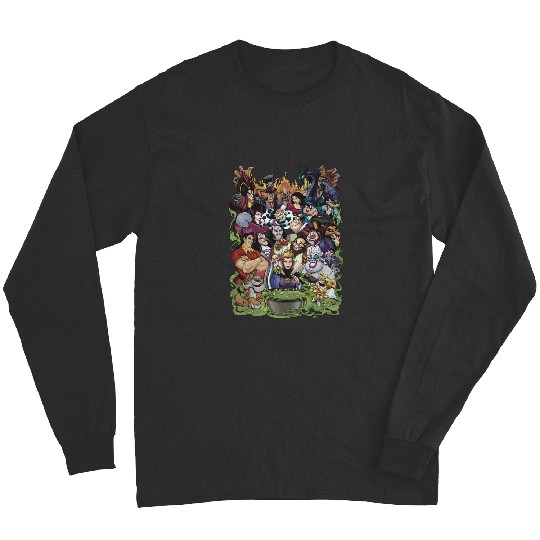 Disney Villains Group Collage Gaston Ursula Maleficent Long Sleeves