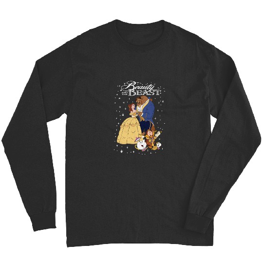 Retro Disney Beauty And The Beast Classic Title Logo Portrait Long Sleeves, Magic Kingdom WDW  Long Sleeves Family Birthday Gift