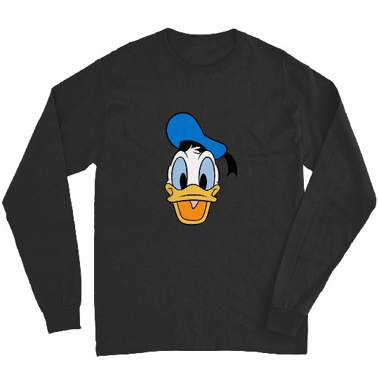 Disney Mickey And Friends Donald Duck Face Small Pocket Logo Long Sleeves