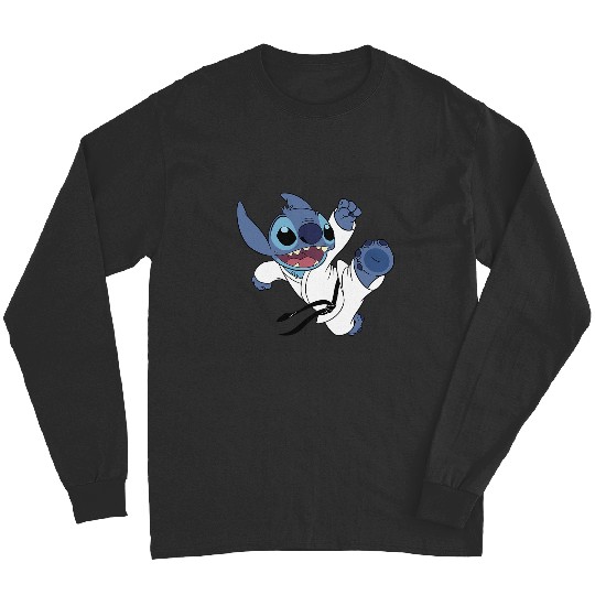 Disney Lilo Stitch Karate Kick Black Belt Cute Logo Long Sleeves