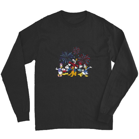 Disney Mickey 4th Of July Vintages Fireworks Crew Long Sleeves