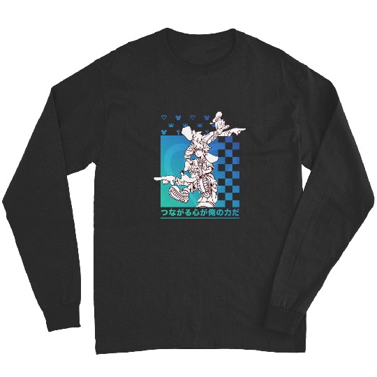 Disney Kingdom Hearts Sora Donald Goofy Kanji Checkerboard Long Sleeves