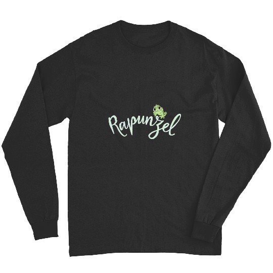 Disney Tangled Pascal on Rapunzel Cursive Text Graphic Tee Long Sleeves
