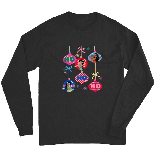 Disney Princess Christmas Ho Ho Ho Mulan Jasmine Moana Logo Long Sleeves