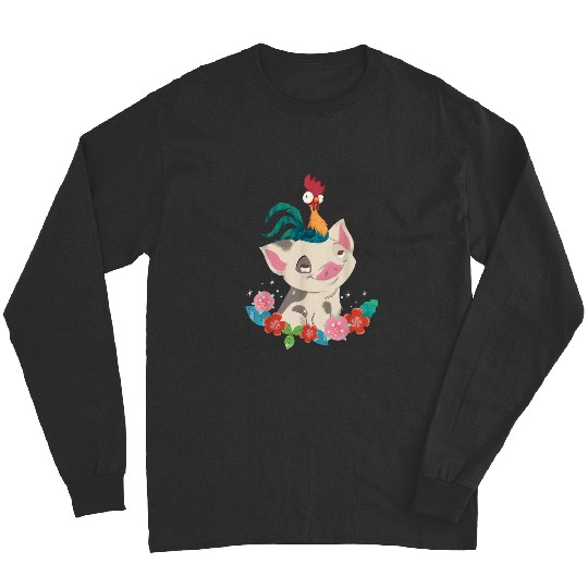 Disneyss Moana Hei Hei Rooster Pua Flowers Sketch Portrait Long Sleeves