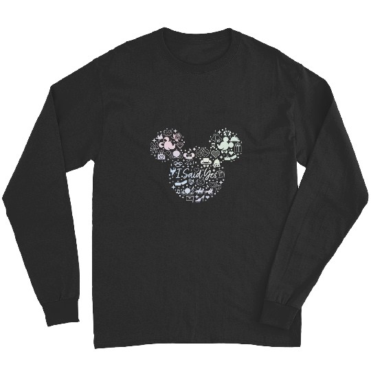 Disney I Said Yes Engagement Proposal Mickey Head Icon Long Sleeves