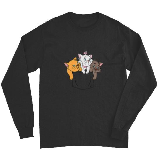 Disney The Aristocats Adorable Kittens Trio Faux Pocket Logo Long Sleeves