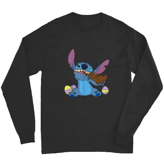 Disney Stitch Eats Chocolate Bunny Easter Long Sleeves