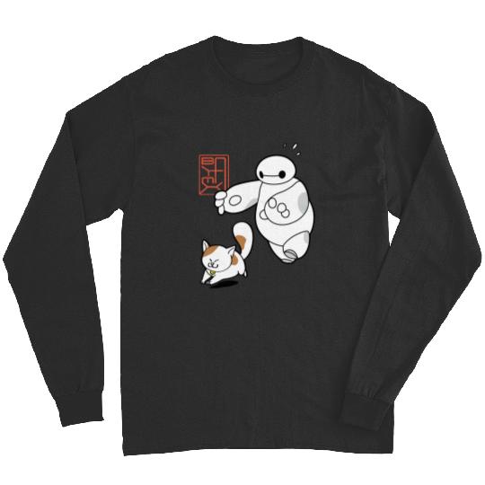 Disney Big Hero 6 Baymax Chasing Mochi Cute Shot Long Sleeves