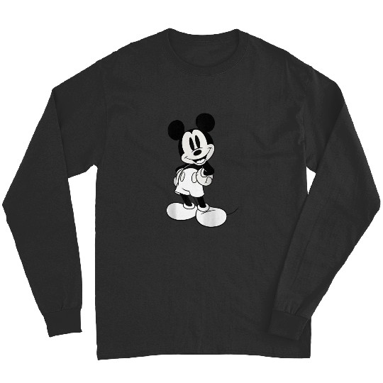 Disney Classic Mickey Black and White Raglan Baseball Tee Long Sleeves