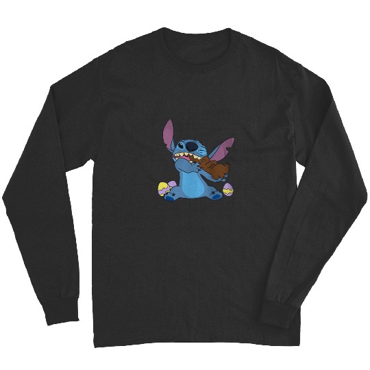 Disney Stitch Eats Chocolate Bunny Easter Long Sleeves