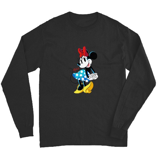 Disney Minnie Mouse Polka-Dot Skirt Cute Retro  Pose Long Sleeves