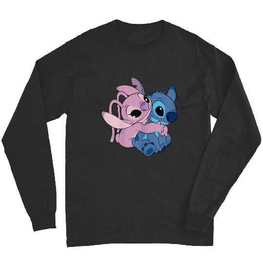 Disney Lilo Stitch Cute Angel Stitch Hugging Chest Logo Long Sleeves