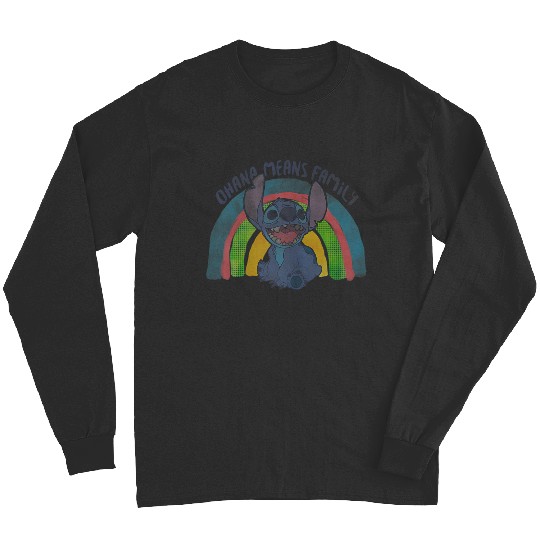 Disneyss Lilo Stitch Ohana Means Family Distressed Rainbow Long Sleeves