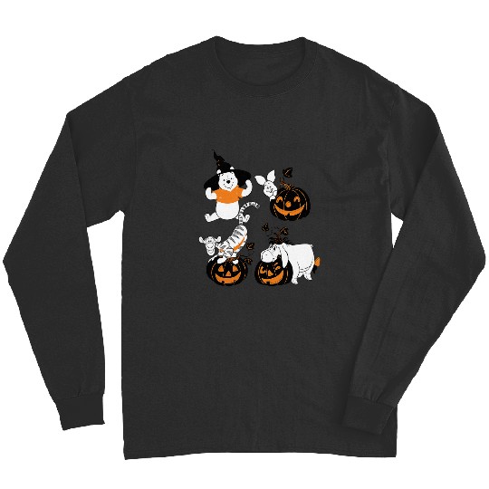 Disney Winnie The Pooh Halloween Characters With Pumpkins Long Sleeves