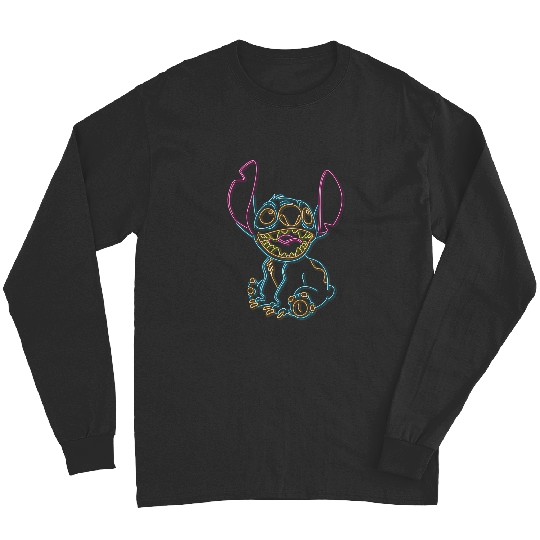 Disney Lilo Stitch Neon Stitch Outline Merry Christmas 2024 Long Sleeves