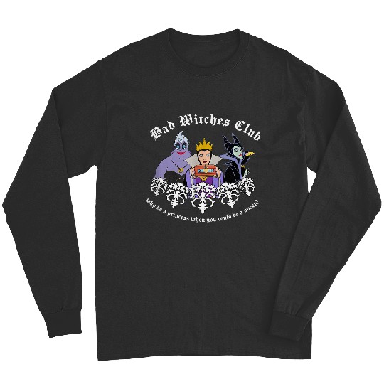 Disney Villains Bad Witches Club Epic Group Shot Chest Logo Long Sleeves