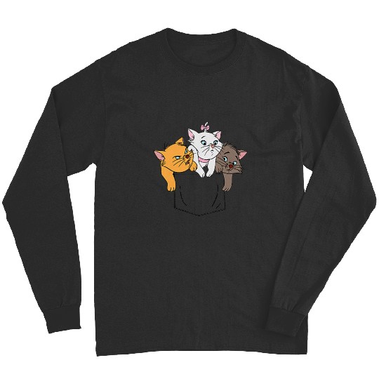 Disney The Aristocats Adorable Kittens Trio Faux Pocket Logo Long Sleeves