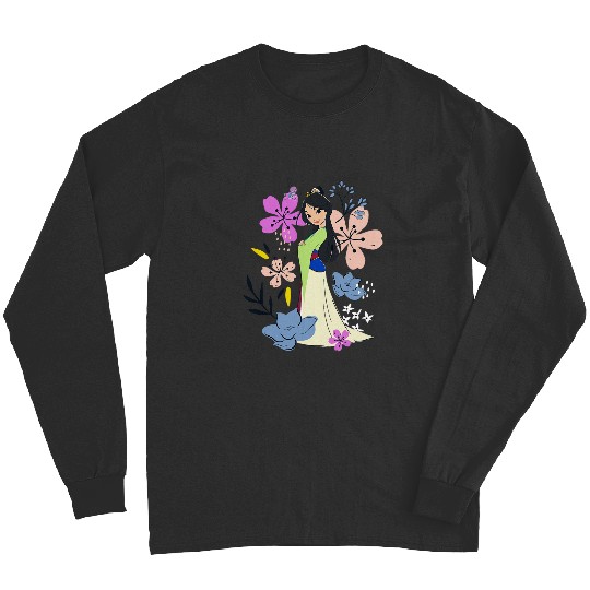 Disney Mulan Sweet Kawaii Floral Watercolor Princess Sketch Long Sleeves