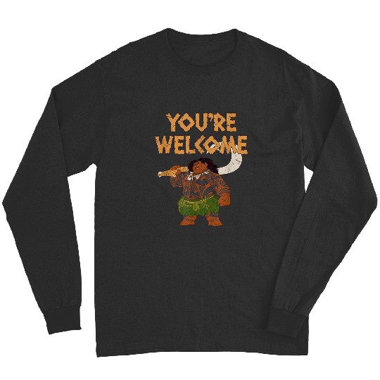 Disneyss Moana Maui Confident Pose You're Welcome Retro Logo Long Sleeves
