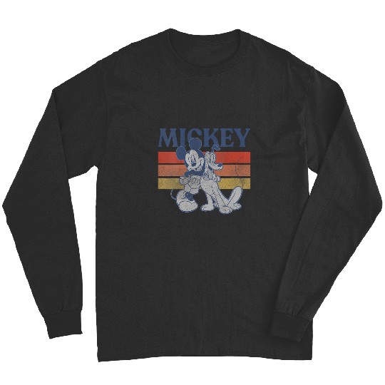 Discover Womens Disney Mickey And Friends Mickey And Pluto Retro Line VNeck Long Sleeves