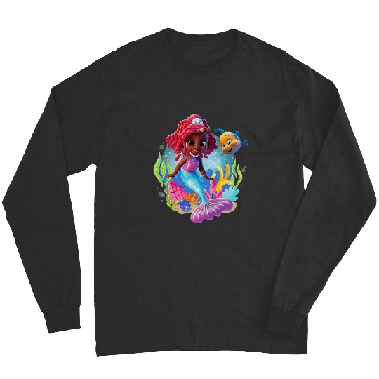 Discover Disney Junior's Ariel Flounder And Ariel Under The Sea Logo Long Sleeves