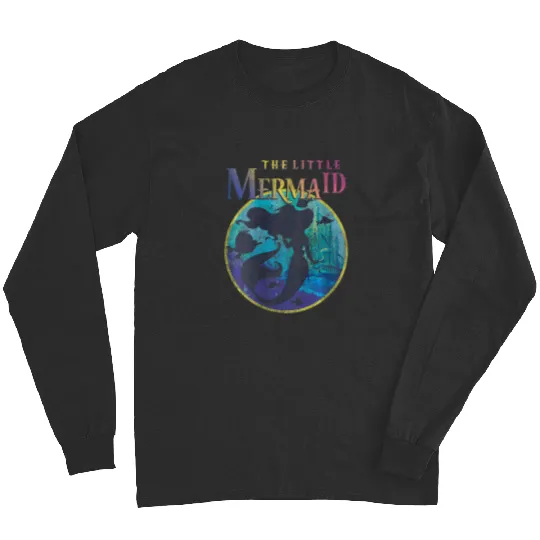 Discover womens disney little mermaid ariel flounder silhouette portrait Long Sleeves