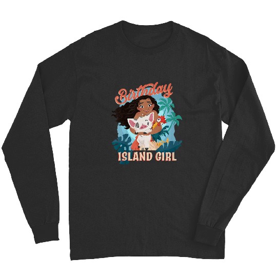 Disneyss Moana Birthday Island Girl Moana Pua Hei Hei Big Logo Long Sleeves