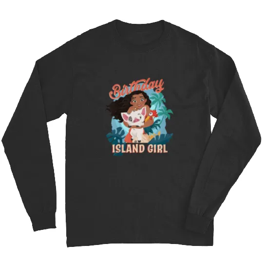 Disneyss Moana Birthday Island Girl Moana Pua Hei Hei Big Logo Long Sleeves