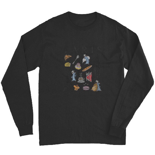 Disney Pixar Ratatouille Paris Food & Places Collage Retro Long Sleeves