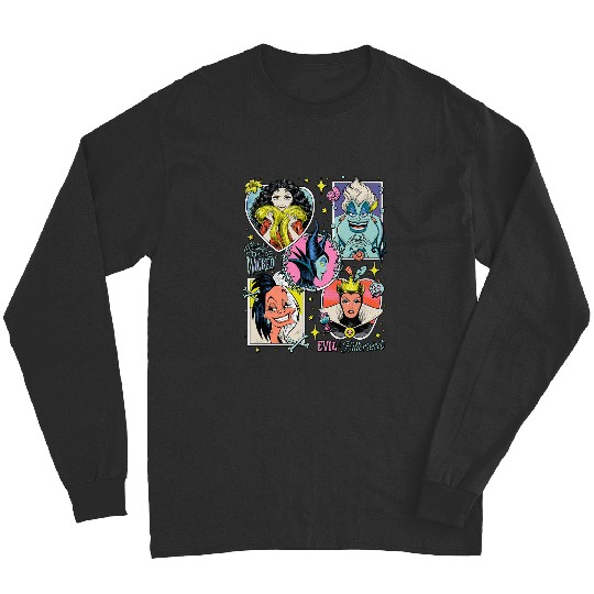 Disney Villains Wonderfully Wicked Colorful Retro Poster Long Sleeves