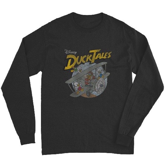 Disney Ducktales Ducks On Airplane Distressed Portrait Long Sleeves