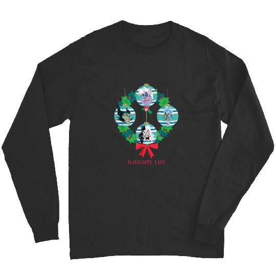 Disneyss Villains Holiday Christmas Wreath Naughty List Long Sleeves