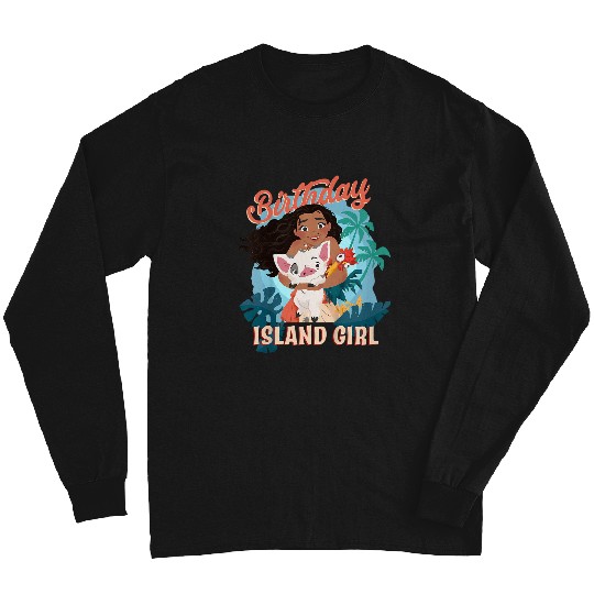 Disneyss Moana Birthday Island Girl Moana Pua Hei Hei Big Logo Long Sleeves