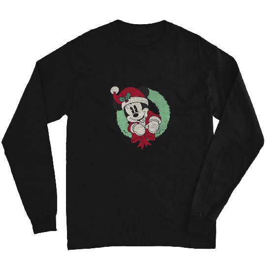 Disneys Mickeys Mouse Christmas Wreath Santa Hat Portrait Long Sleeves