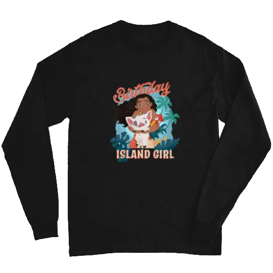 Disneyss Moana Birthday Island Girl Moana Pua Hei Hei Big Logo Long Sleeves