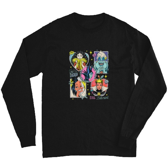 Disneyss Villains Wonderfully Wicked Colorful Retro Poster Long Sleeves