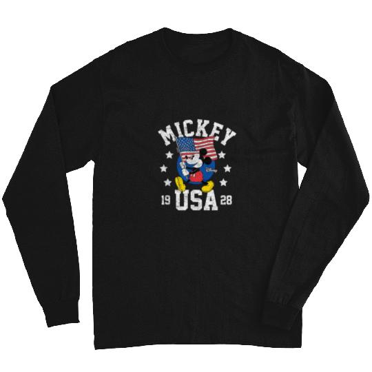 Disney Mickey Waving Flag USA Long Sleeves