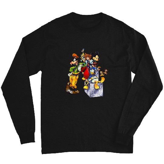 Disney Kingdom Hearts Goofy Mickey & Donald Sora Block Shot Long Sleeves