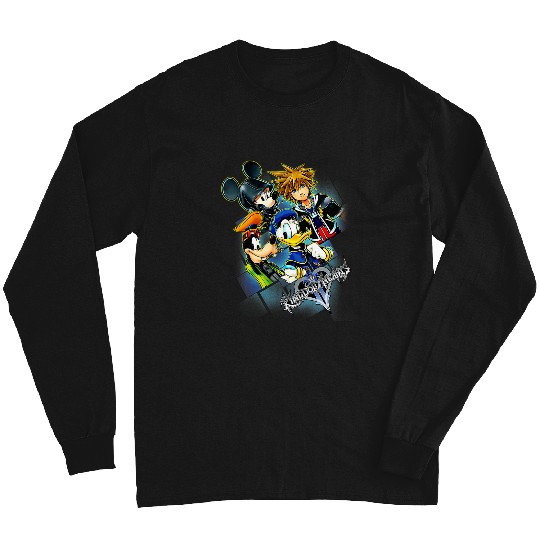 Disney Kingdom Hearts Donald Mickey Goofy Sora Group Grid V-Neck Long Sleeves