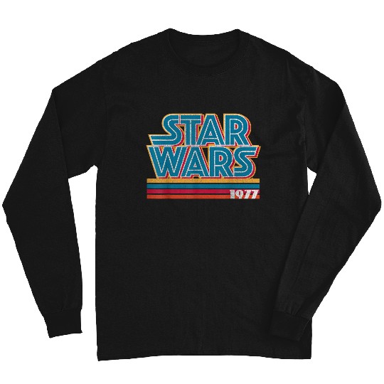 Star Warss Super Retro Striped Logo 1977 Disneyss Long Sleeves