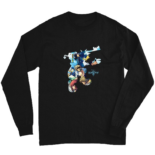 Womens Disney Kingdom Hearts Heroes Group Shot Sora Silhouette Fill V-Neck Long Sleeves