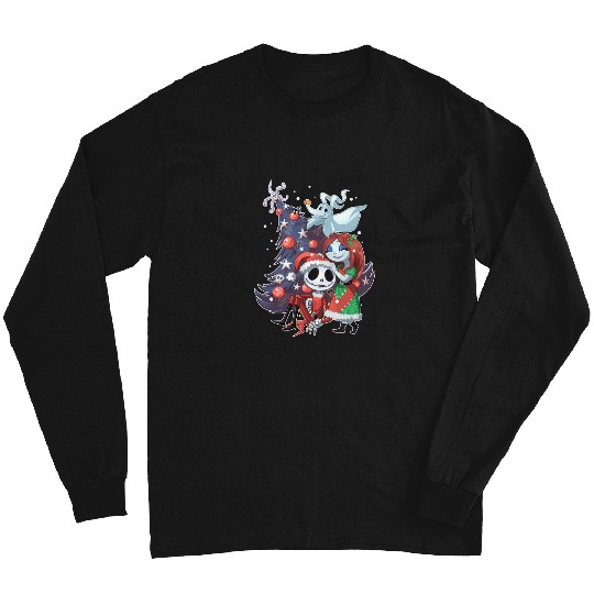 .Jack and Sally TNBC. Gift Halloween Day: The nightmare dog zero , Nightmare Zero Dog Shirt ,  Zero Nightmare Before Christmas Disney Halloween Long Sleeves