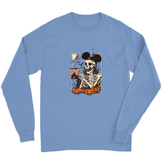 Vintage Disney Skeleton  Color Long Sleeves, Mickey Skeleton Coffee Long Sleeves