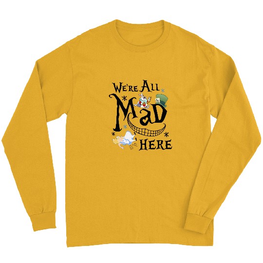 Disney Alice In Wonderland Cheshire Cat We're All Mad Here Retro Long Sleeves,