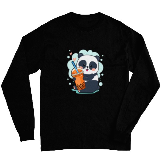 Panda Pet Kawaii Panda Anime Boba Drink Bubble Tea Tapioca Long Sleeves