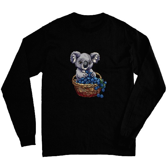 Koala Pet Blueberry Koala Bear Artwork Colourful Berry Fruit Drawing Long Sleeves